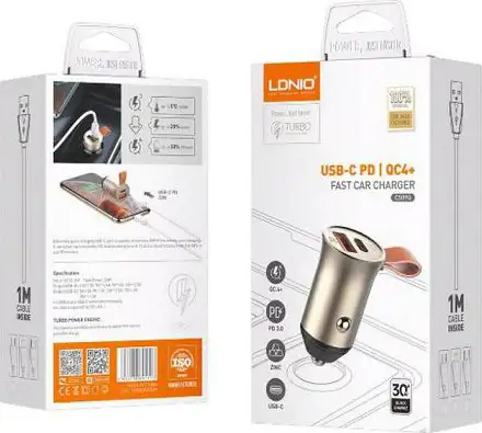 AUTO PUNJAČ 2 U 1 LDNIO C509Q BRZI QC4+ I PD 30 W + USB KABEL TIP C - Slika 2