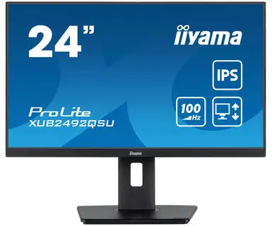 IIYAMA 24" XUB2492QSU-B1 (23.8") QHD (2560×1440) IPS, Pivot, 100Hz, 0.5ms, 300cd/m2, HDMI/DP, 3×USB3.2/USB-C, zvučnici