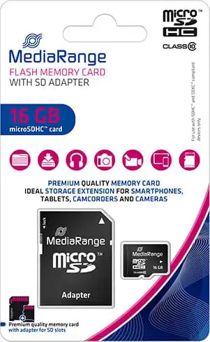 MediaRange MICRO SDHC MEMORIJSKA KARTICA, SD Adapter, klasa 10, 16GB , MR958
