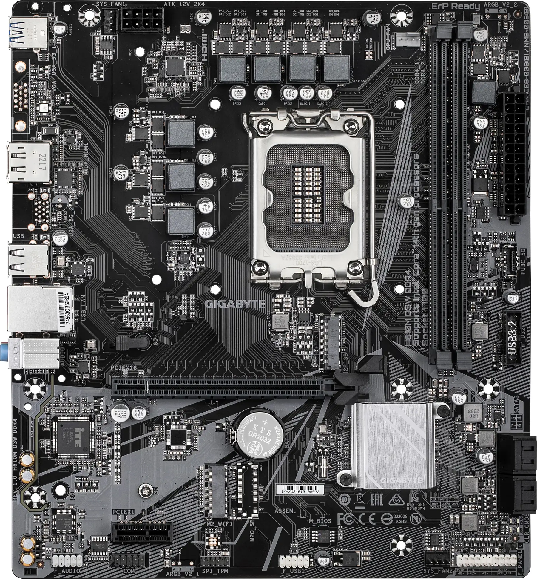 Gigabyte MB H610M D3W, S.1700, 2xDDR5/5600, PCIe 4.0, G-LAN, DP/HDMI, mATX - Slika 2