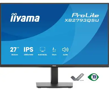 IIYAMA 27" XB2793QSU-B1 QHD (2560×1440) IPS, Pivot, 75Hz, 1ms, 350cd/m2, 1000:1, HDMI/DP, 2×USB, zvučnici