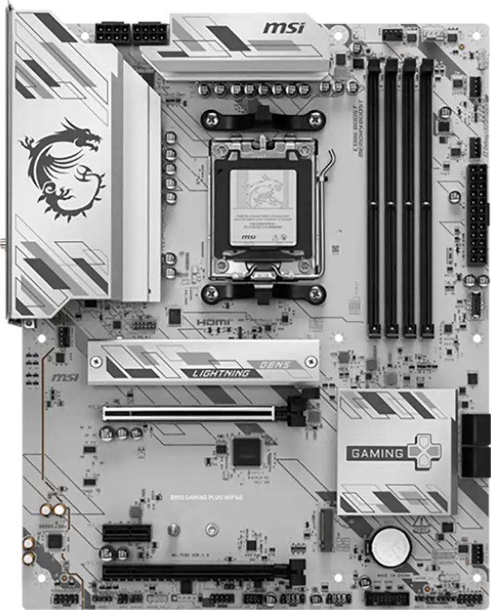 MSI B850 GAMING PLUS WIFI6E Motherboard, ATX - Supports AMD Ryzen 9000/8000 / 7000 Processors, AM5 - DDR5 Memory Boost 8200+ MT/s (OC), PCIe 4.0 x16, M.2 Gen5, Wi-Fi 6E, 2.5G LAN - Slika 3