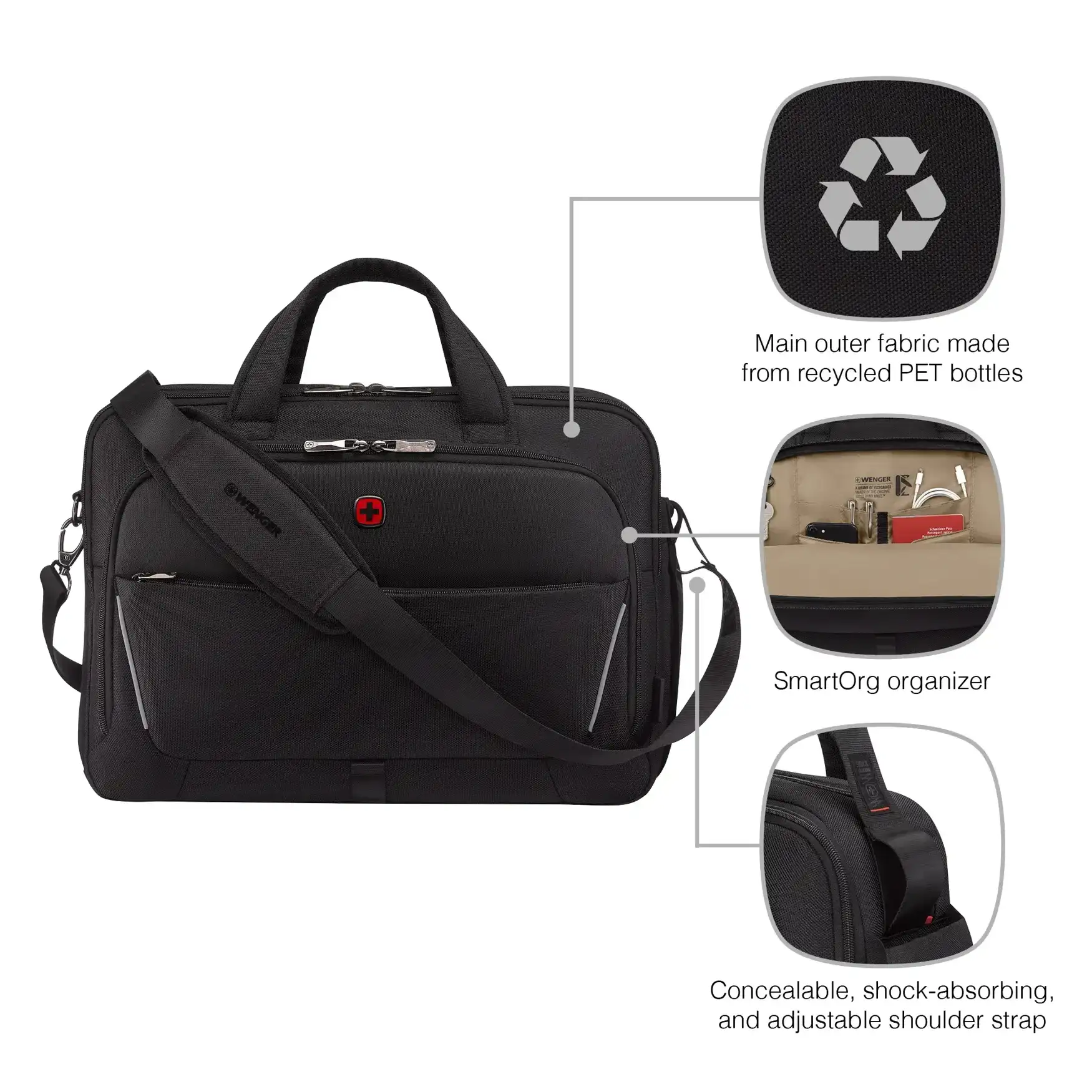 Wenger torba Meteor Brief (poslovna) za prijenosnike do 17", crna - Slika 6