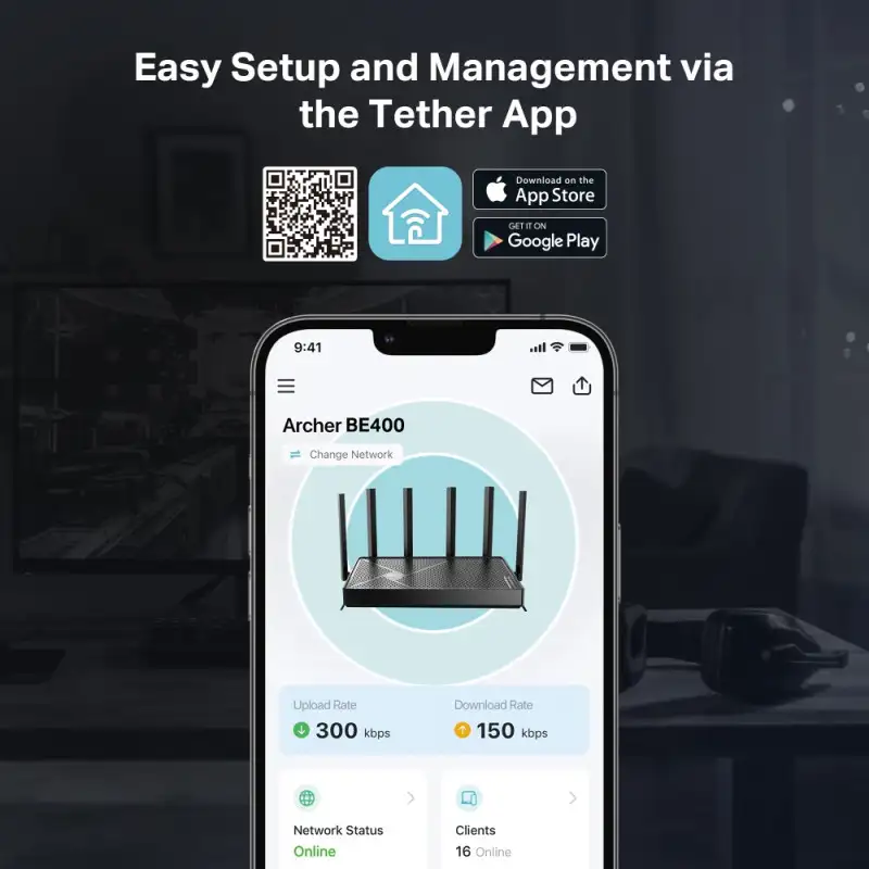 TP-Link BE6500 Wi-Fi 7 usmjerivač (Dual-Band Router Wi-Fi 7), 688Mbps/5764Mbps (2.4GHz/5GHz) MU-MIMO, 1×2.5 Gbps WAN , 1×2.5 Gbps LAN, 3×1 Gbps LAN, Tether App - Slika 5