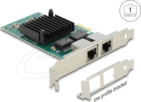 Delock PCI Express x1 Network Card Gigabit LAN 2 x RJ45 i350, 88502