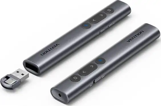 Vention Wireless PowerPoint Presentation Clicker with Red Laser Pointer – Gray