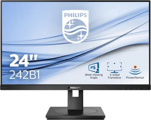 Philips 24" 242B1/00 FHD (1920×1080) IPS 16:9, Pivot, 75Hz, 300 cd/m2, 1000:1, 4ms, VGA, DVI-D, DP, HDMI, USB3.2×4, zvučnici, crni