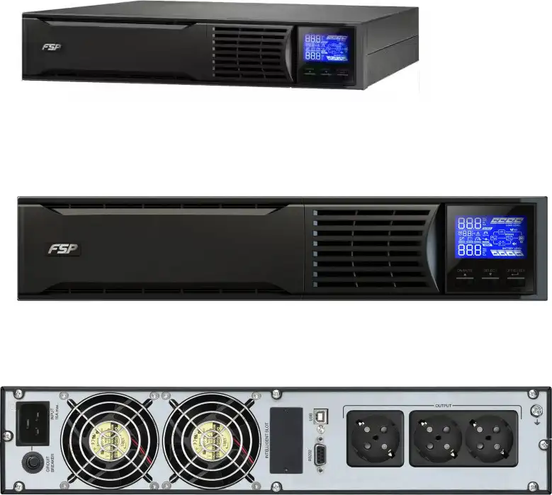 Fortron Source UPS Champ Rack 3000VA/2700W, On-line double conversion, USB, RS-232, 3×Schuko, 6×9Ah, LCD