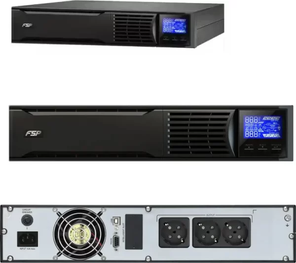 Fortron Source UPS Champ Rack 2000VA/1800W, On-line double conversion, USB, RS-232, 3×Schuko, 4×9Ah, LCD