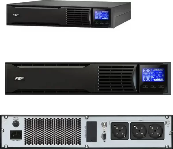 Fortron Source UPS Champ Rack 1000VA/900W, On-line double conversion, USB, RS-232, 3×Schuko, 2×9Ah, LCD