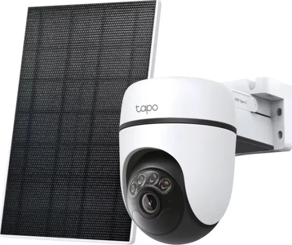 TP-Link Tapo C630 kamera + Tapo A201 Solar panel 3K 5MP, H.264, Color Night Vision, microSD, 2×Spotlights, dvosmjerni audio, detekcija pokreta, vodootporna IP65, Wi-Fi, Tapo app