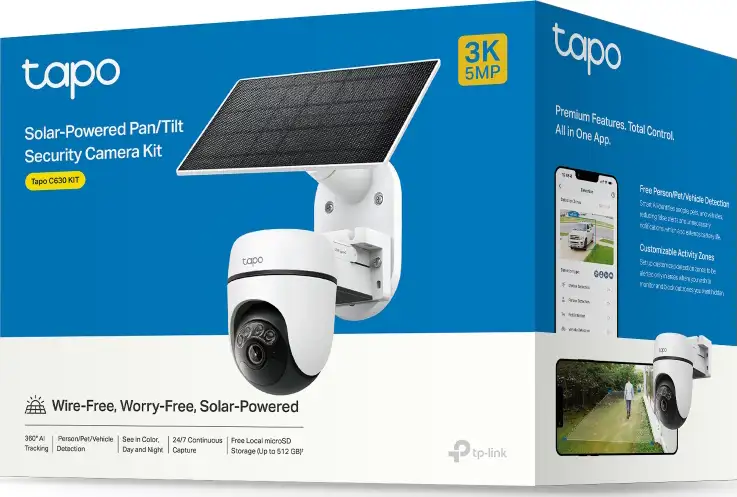 TP-Link Tapo C630 kamera + Tapo A201 Solar panel 3K 5MP, H.264, Color Night Vision, microSD, 2×Spotlights, dvosmjerni audio, detekcija pokreta, vodootporna IP65, Wi-Fi, Tapo app - Slika 4
