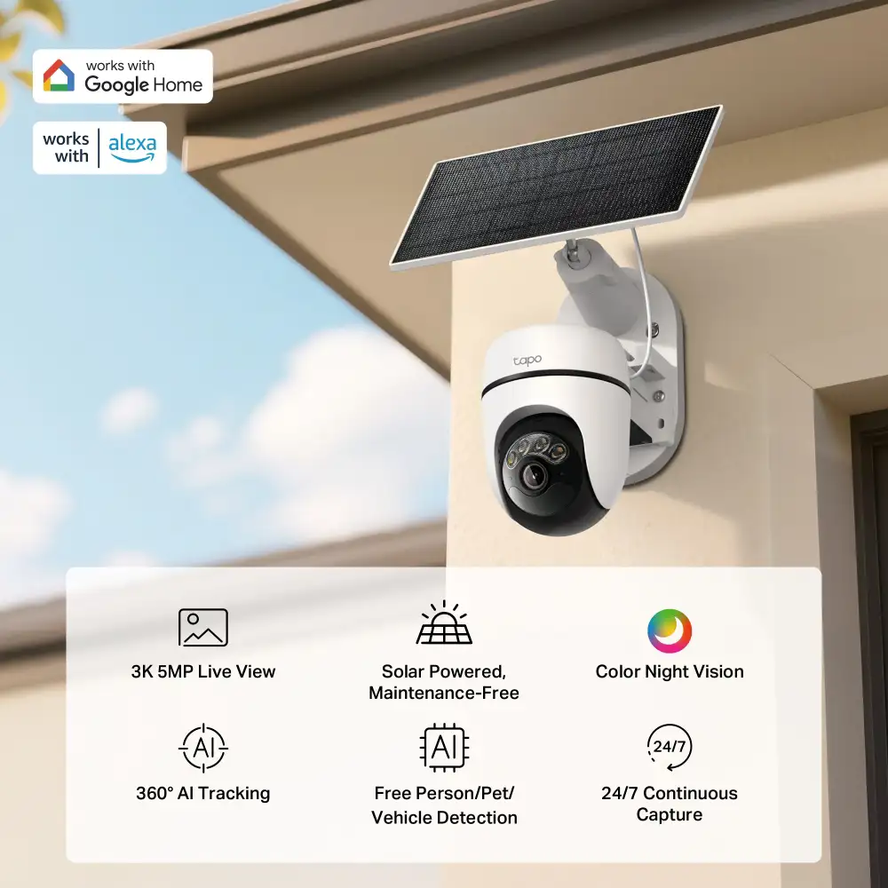 TP-Link Tapo C630 kamera + Tapo A201 Solar panel 3K 5MP, H.264, Color Night Vision, microSD, 2×Spotlights, dvosmjerni audio, detekcija pokreta, vodootporna IP65, Wi-Fi, Tapo app - Slika 5
