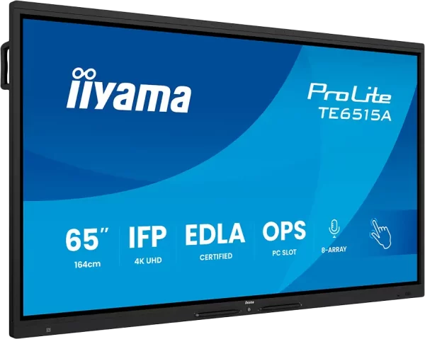 Iiyama ProLite TE6515A-B1AG - 65" Diagonal Class (64.5" viewable) LED-backlit LCD display interactive digital signage with touchscreen (multi touch) / 8-microphone array / optional slot-in PC capabili