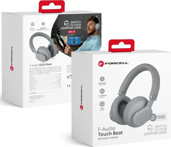 FORCELL F-AUDIO wireless headphones ANC Touch Beat grey