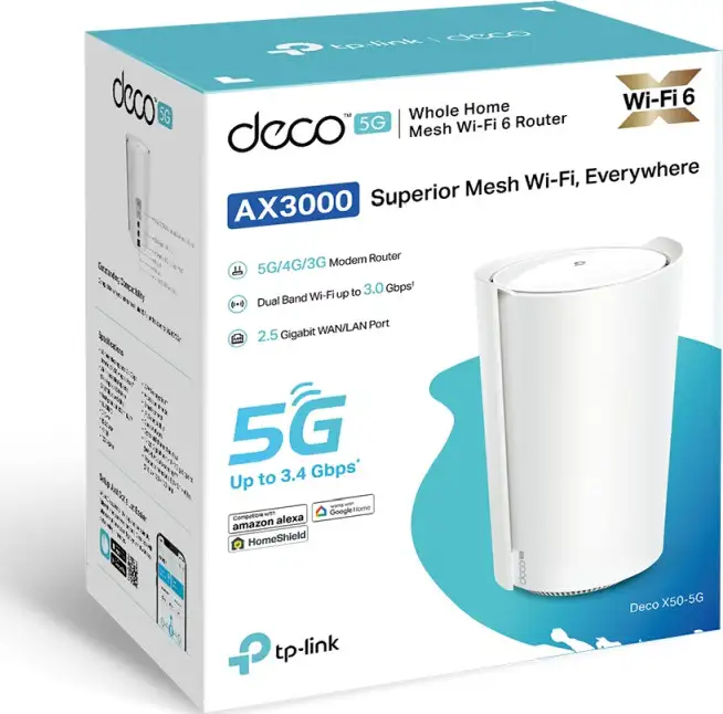 TP-Link AX3000 5G Whole Home Mesh WiFi 6, 574Mbps/2402Mbps (2.4GHz/5GHz), 802.11ax/ac/n/a/b/g, 1× 2.5 Gbps port + 2× Gigabit port, Deco App - Slika 3