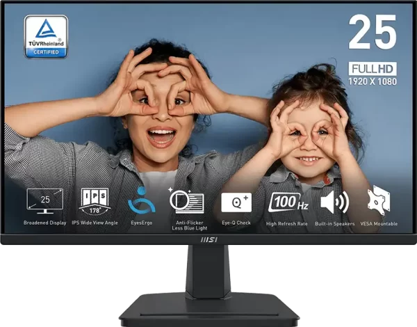 MSI PRO MP251 E14L Professional Business Monitor, 24.5", IPS, 1920 x 1080 (FHD), 144Hz, 300nits, 1ms/4ms, HDMI, D-SUB, VESA, Tilt