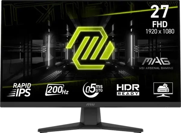 MSI MAG 272F, 27", FHD, Rapid IPS, 200Hz, 0.5ms, AMD FreeSync Premium, HDR Ready, 2x HDMI 2.0b, 1x DP 1.2a