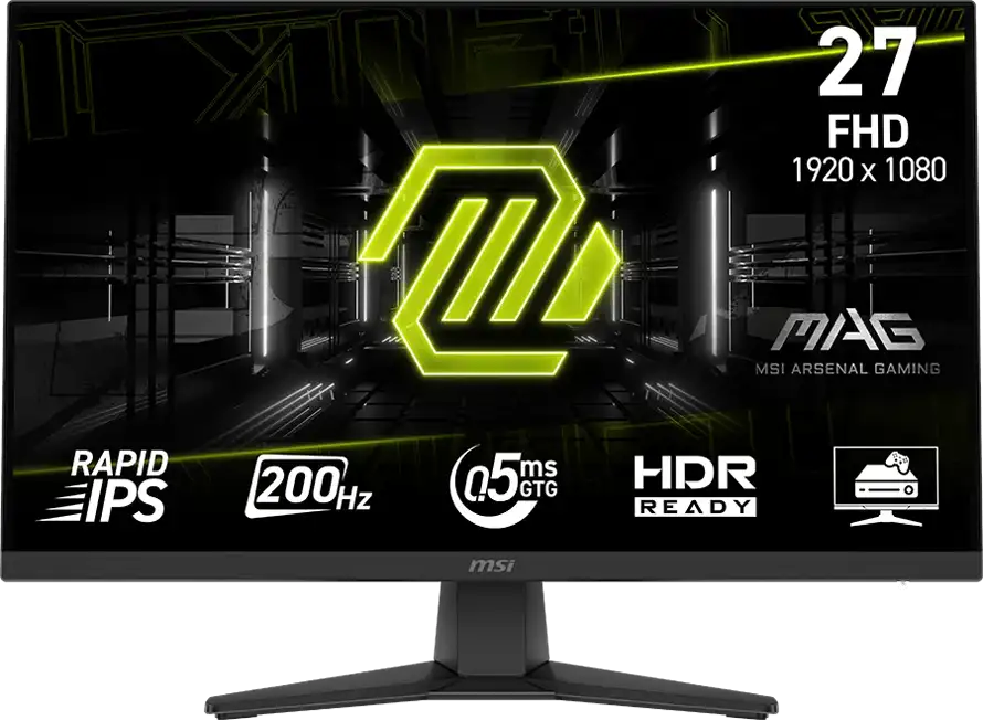 MSI MAG 272F, 27", FHD, Rapid IPS, 200Hz, 0.5ms, AMD FreeSync Premium, HDR Ready, 2x HDMI 2.0b, 1x DP 1.2a