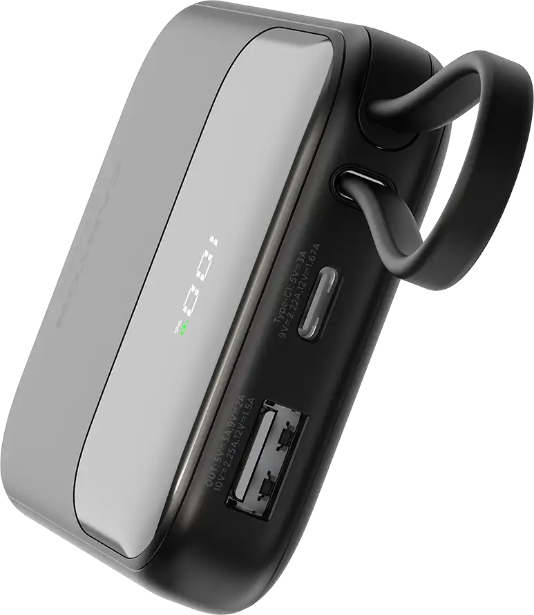 CANYON power bank OnPower 101 built-in cable 10000 mAh PD22.5W Black - Slika 2