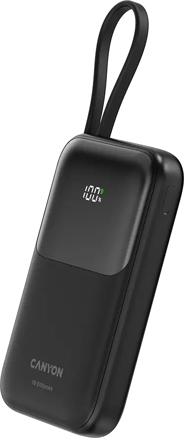 CANYON power bank OnPower 101 built-in cable 10000 mAh PD22.5W Black - Slika 5