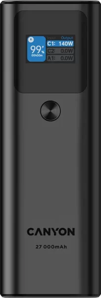 CANYON power bank PB-2010 TFT 27000 mAh 97.2Wh PD140W QC 3.0 Dark Grey