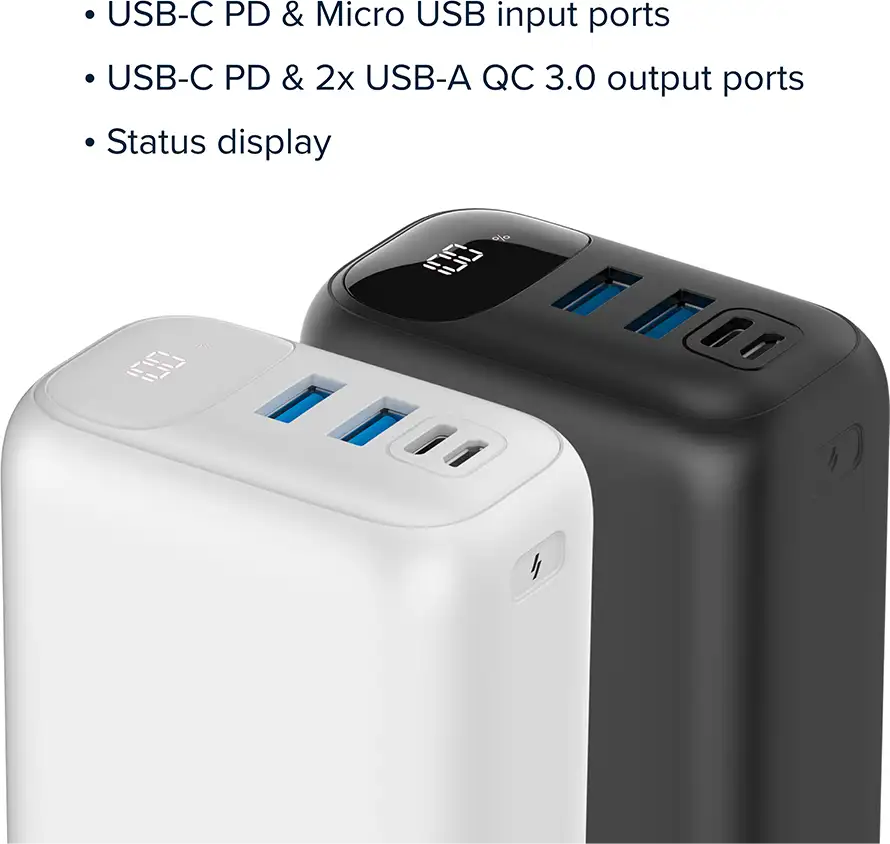CANYON power bank PB-301 LED 30000 mAh PD 20W QC 3.0 White - Slika 6