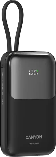 CANYON power bank OnPower 101 built-in cable 10000 mAh PD22.5W Black