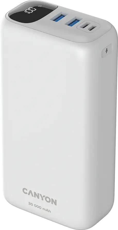 CANYON power bank PB-301 LED 30000 mAh PD 20W QC 3.0 White - Slika 7