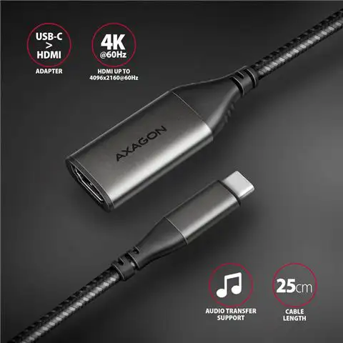 CC USB CM -> HDMI M 2.0, 25 cm, 4K/60Hz, RVC-HI2M, AXA