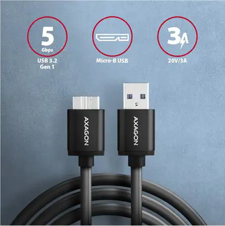 CC USB AM 3.2Gen1 -> USB MicroBM Superspeed, 1m, AXA