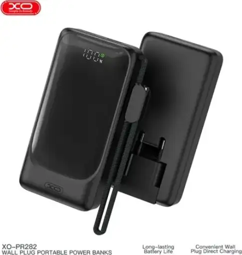 PRENOSIVA BATERIJA XO 10000mAh QC 22.5W TIP C, USB-A + 220V PR282 CRNI