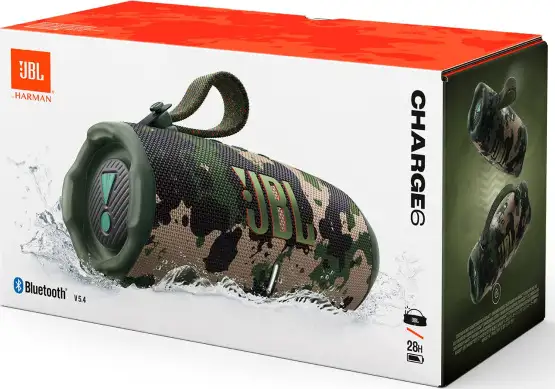 JBL Charge 6 prijenosni zvučnik BT5.4, vodootporan IP68 do 28h slušanja, AI Sound Boost, 45W, Auracast, maskirni