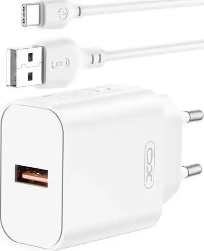 KUĆNI PUNJAČ XO CE33 FAST 18W QC3,0 USB-A + TIP C KABEL BIJELI - Slika 2