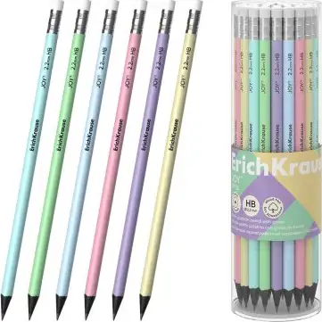 Olovka grafitna ErichKrause Pastel HB sa gumicom pastel okrugla sortirano 42/1