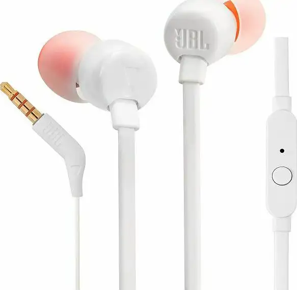 JBL T110E, in-ear slušalice s mikrofonom i upravljanjem s jednom tipkom, bijele