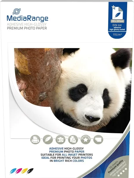 MediaRange FOTO PAPIR/NALJEPNICA A4 50kom 115g SJAJNA za InkJet pisače , MRINK119