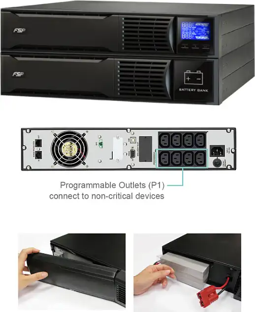 Fortron Source UPS Eufo Tower/Rack 2000VA/1800W, Line-interactive, USB, RS-232, EPO, 8×IEC, 4×9Ah, LCD - Slika 2