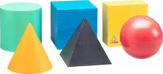 Geometrijska tijela. Komplet od 6 geometrijskih tijela u kutiji, 10 cm, 039601,000