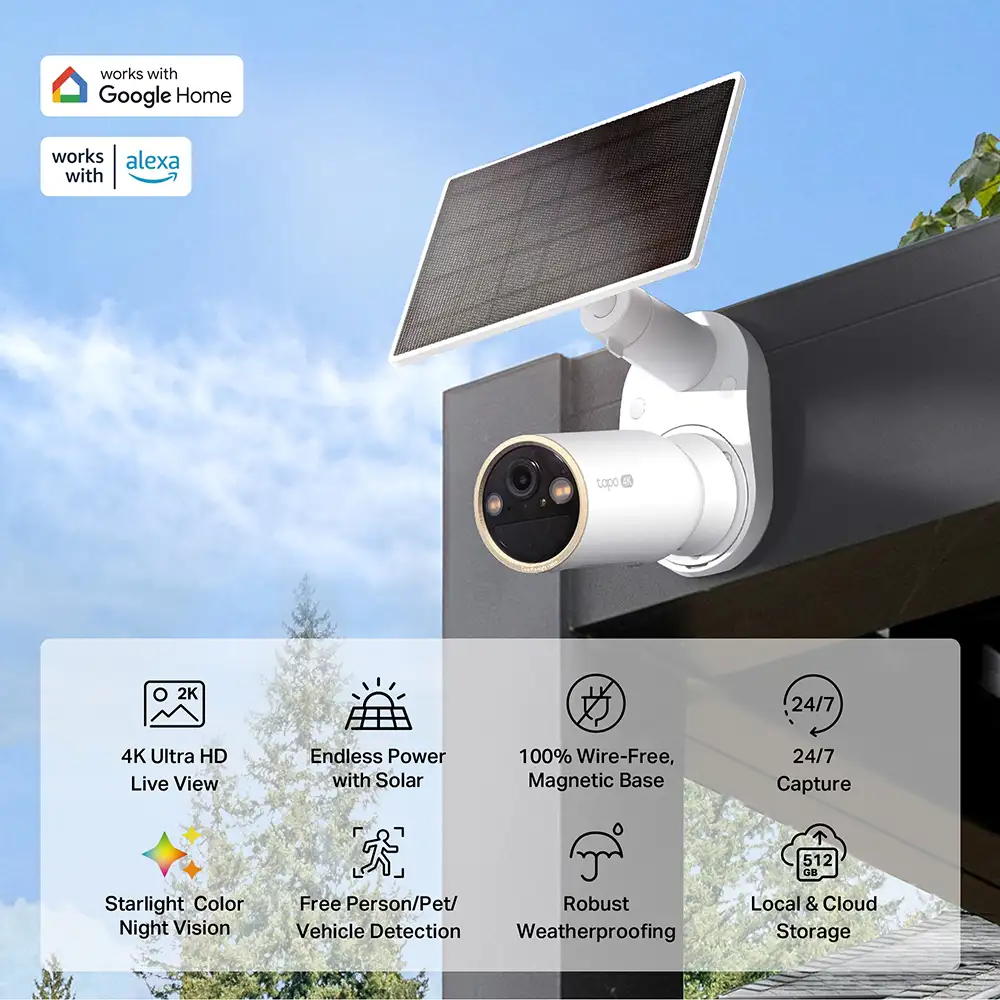 TP-Link Tapo C460 kamera + Tapo A201 Solar panel 4K 8MP, H.264, Color Night Vision, microSD, dvosmjerni audio, detekcija pokreta, vodootporna IP66, Wi-Fi, Tapo app - Slika 2