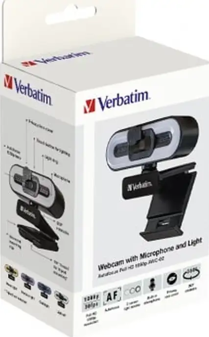 Verbatim AWC-02 Full HD 1080p web kamera sa autofokusom, mikrofonom i svijetlom - Slika 2