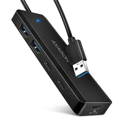 USB HUB 2x USB-A + 2x USB-C, kabel USB-A, USB-C power IN,AXA HUE-C2A