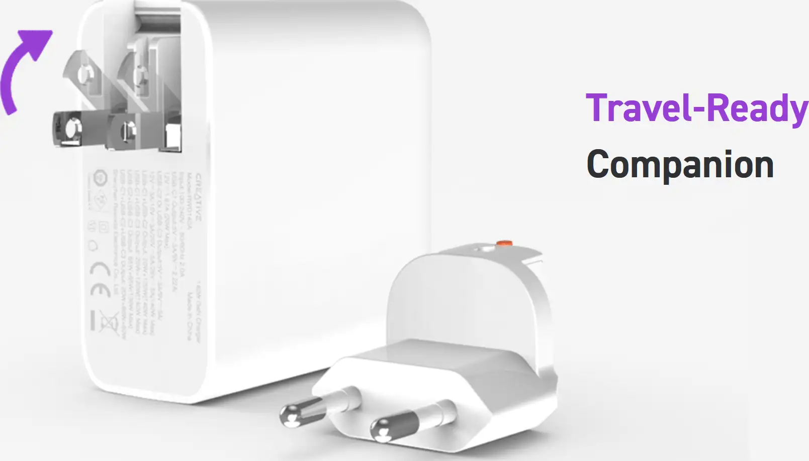 Creative punjač ,140W GaN, 3× USB-C, PD 3.1, PPS, QC 4.0+, bijeli - Slika 2