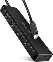 USB HUB 2x USB-A + 2x USB-C, kabel USB-C, USB-C power IN,AXA HUE-C2A