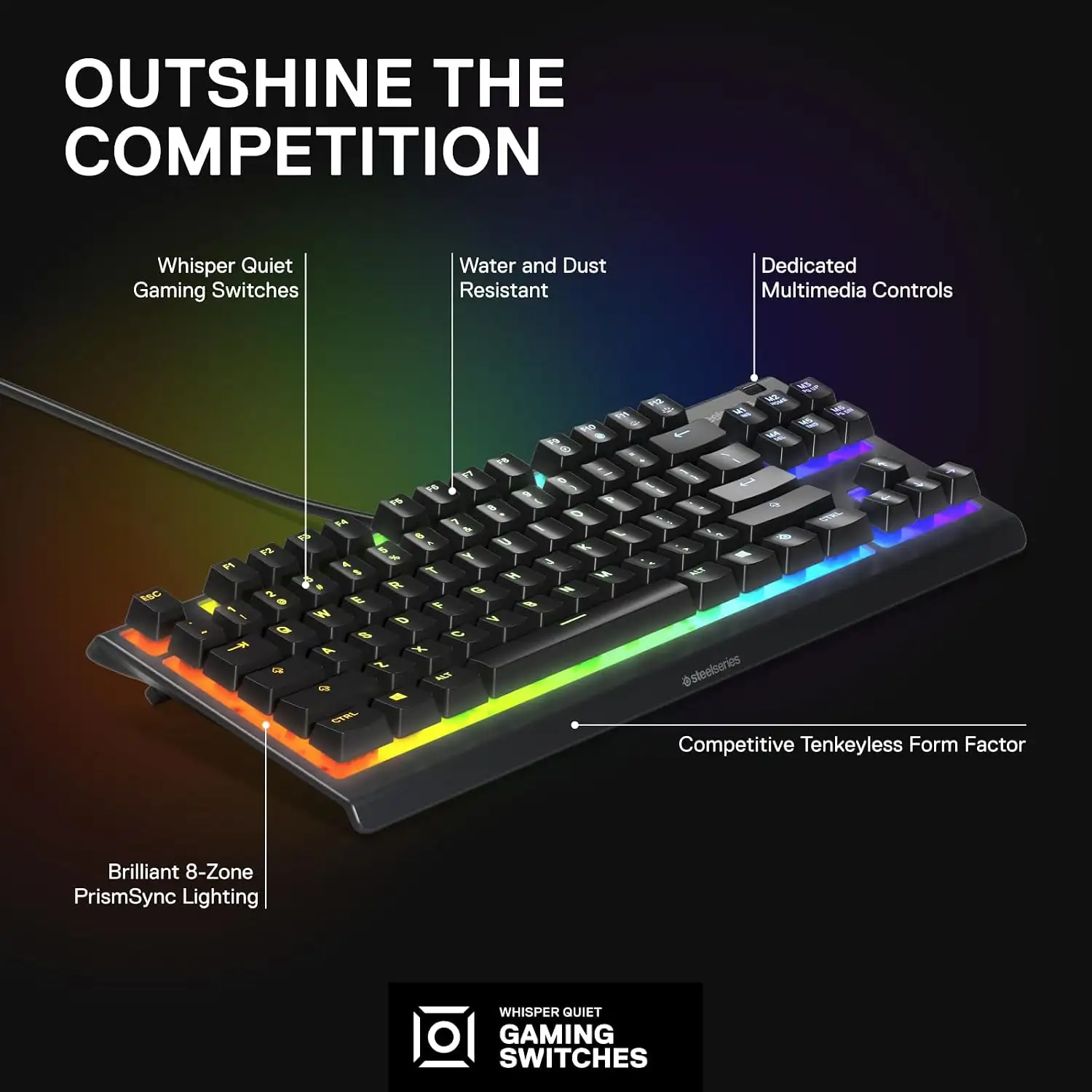 SteelSeries Apex 3 TKL - gaming tipkovnica -US - Slika 2