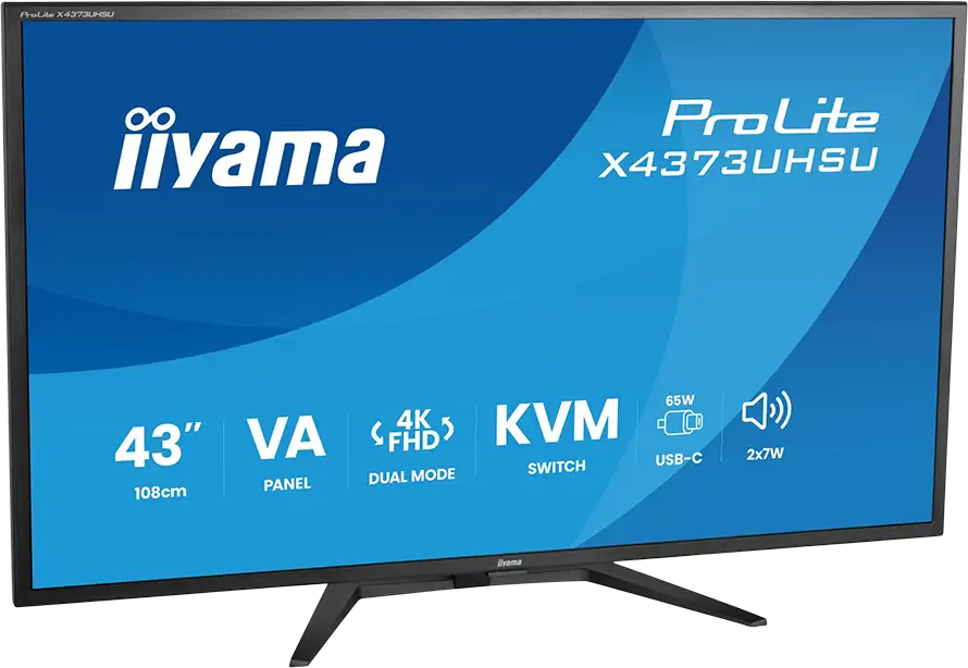 IIYAMA Monitor LED X4373UHSU-B2 KVM Switch 42.5" VA LED 3840 x 2160 60hz 450cd 3ms HDMI DP USB Type C 95W Tilt 3y, X4373UHSU-B2 - Slika 2