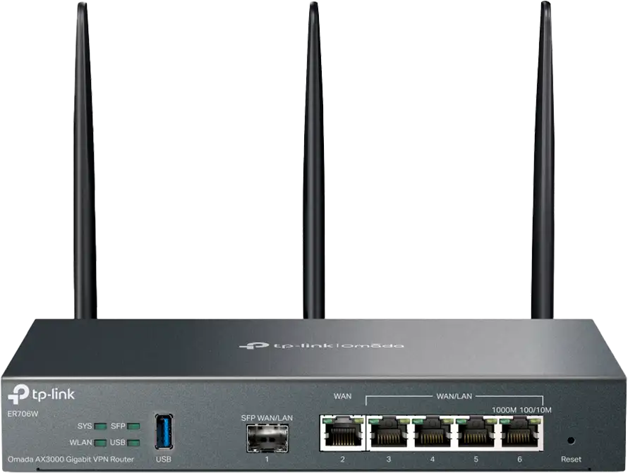 TP-Link ER706W Omada AX3000 Wi-Fi 6 Gigabit VPN Router, 1× Gigabit SFP WAN/LAN Port, 1× Gigabit RJ45 WAN Port, 4× Gigabit WAN/LAN RJ45 Ports, 1× USB 3.0, ER706W - Slika 2