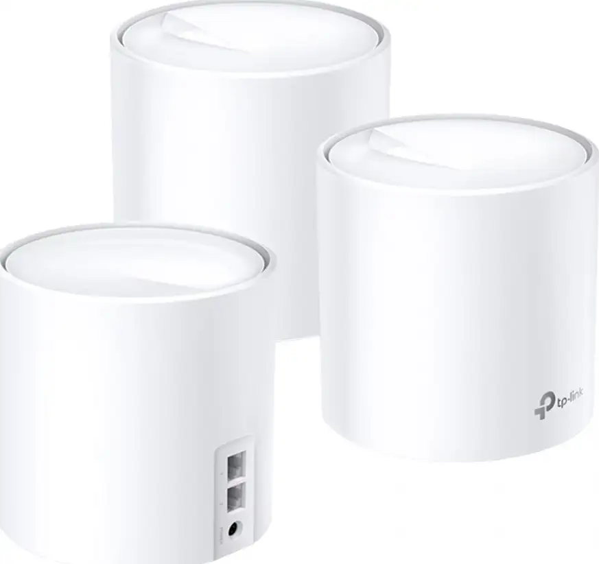 AX5400 Whole Home Mesh Wi-Fi 6 System SPEED: 574 Mbps at 2.4 GHz + 2402 Mbps at 5 GHz SPEC: 4× Internal Antennas, 2× Gigabit Ports (WAN/LAN auto-sensing), DECO X60(3-PACK)