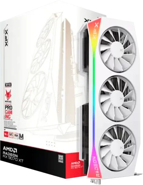 XFX Mercury AMD Radeon RX 9070XT OC White Magnetic Air Edition with RGB 16GB GDDR6 HDMI 3xDP, AMD RDNA 4, RX-97TMARGW9