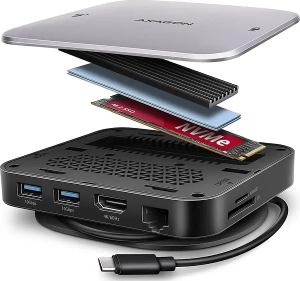 USB HUB 2xUSB 3.2 (USB-A), SATA/NVMe M.2, HDMI, SD/microSD, HMC-UFO